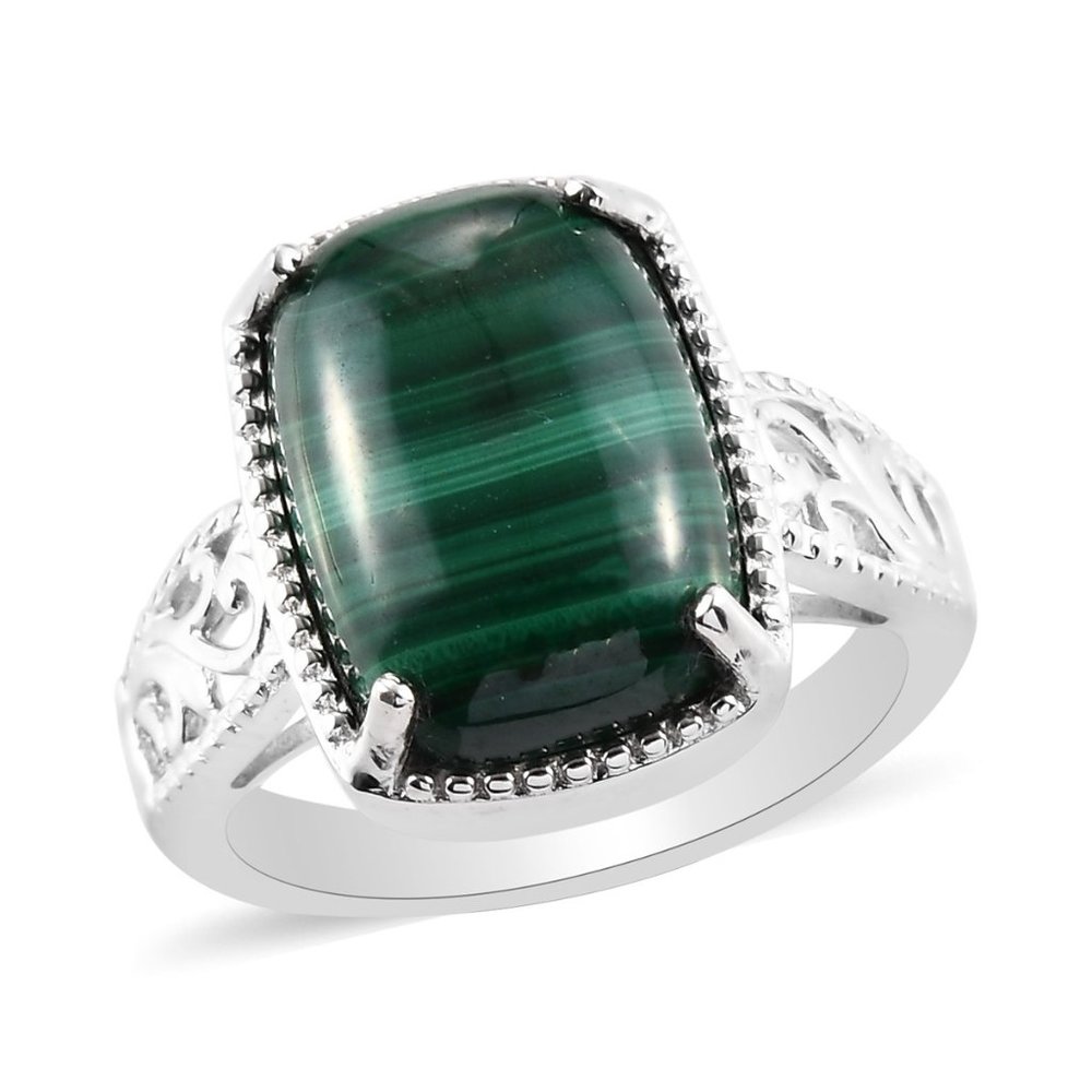 African Malachite Solitaire Ring - image 1